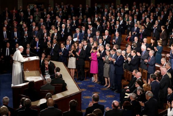El pontífice en la sesión conjunta del Congreso, el primer Papa en una reunión de este tipo.