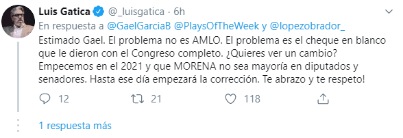 Por su parte, el actor Luis Gatica invitó a Gael a corregir el rumbo en las próximas elecciones que habrá en México.