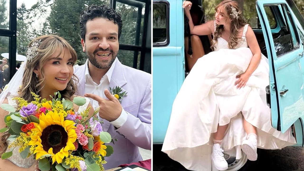 Daniela Luján usó tenis en su boda