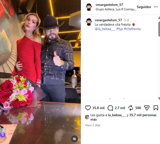 César Gastélum hizo una última publicación en Instagram antes de morir y aparece al lado de 'La Beba'.