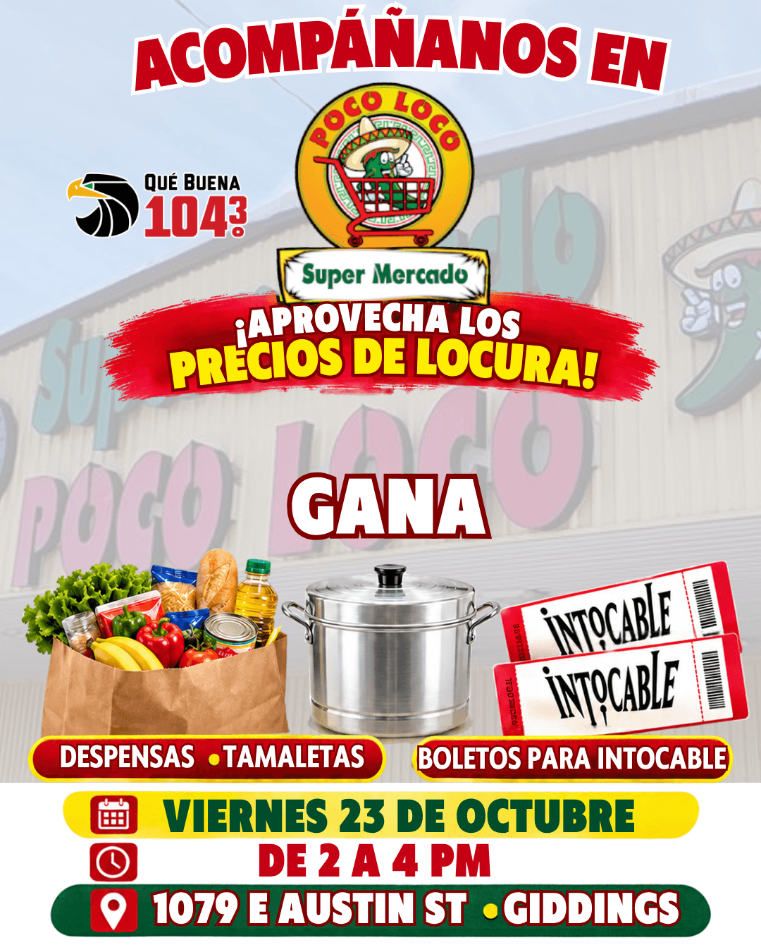 🛒🎉 ¡Este viernes 23 de octubre nos vemos en Gidding, TX 🎉🛒