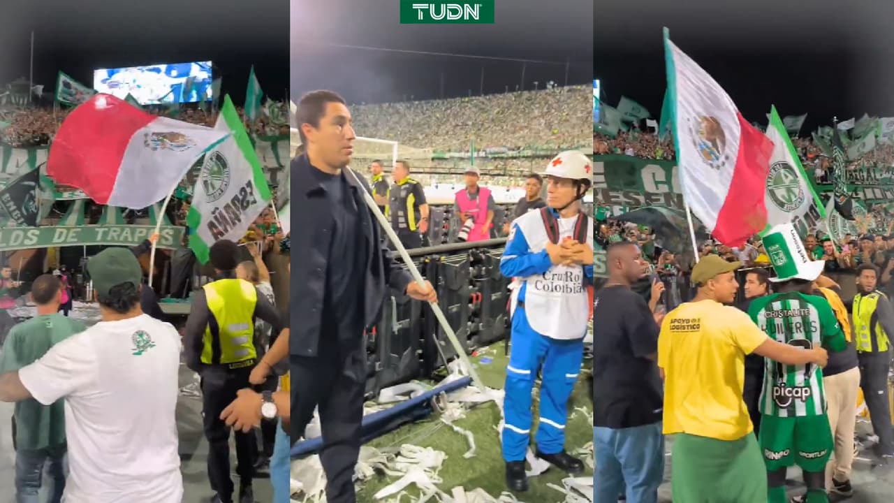 Efraín Juárez festeja en Atlético Nacional ¡con bandera gigante de México!