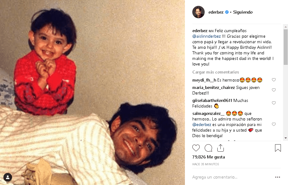 Más tarde llegó la felicitación de su papá, Eugenio Derbez, quien publicó esta divertida foto de 
<b><a href="https://www.univision.com/networks/galavision/aislinn-le-reclama-a-eugenio-derbez-algunos-momentos-de-su-infancia">la infancia de Aislinn</a></b> en su cuenta de Instagram.