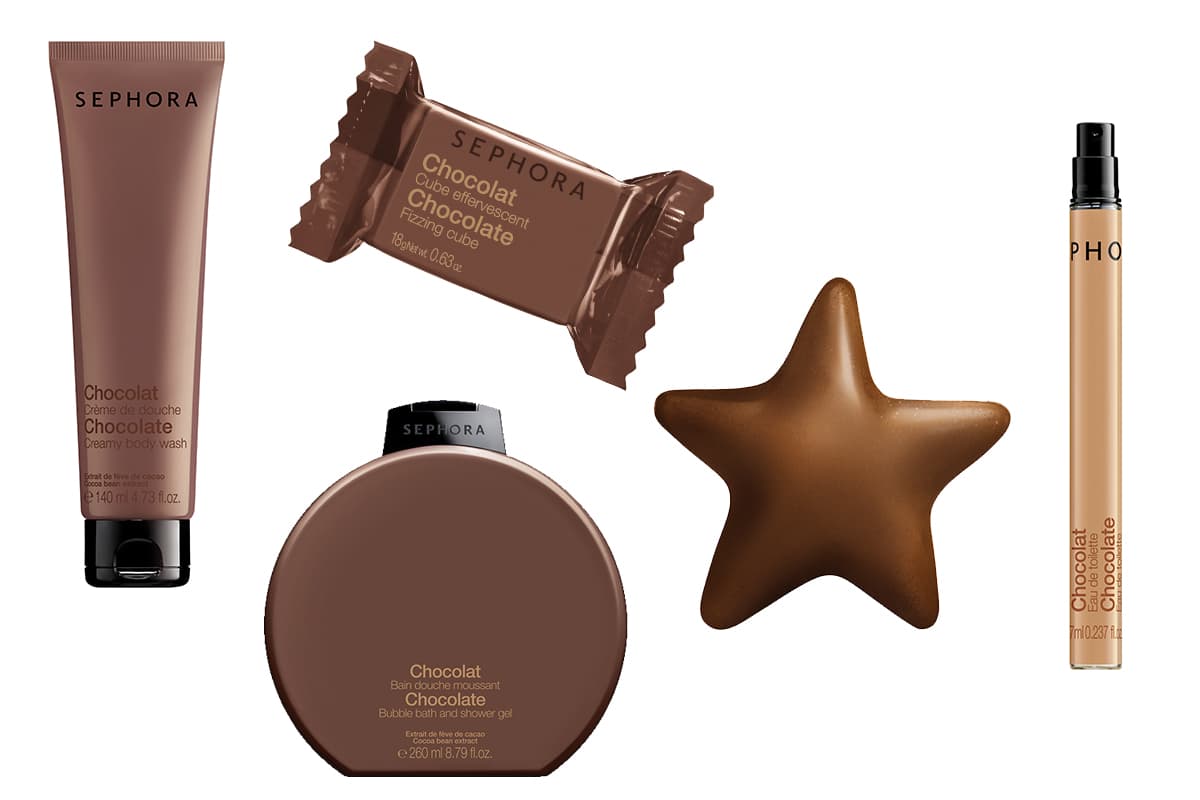 Chocolate Esta línea de Sephora se apodera de la piel de tu cuerpo. Si nunca satisfaces tu antojo al chocolate y su olor te enloquece podrás usar la fragancia de la línea. Sephora