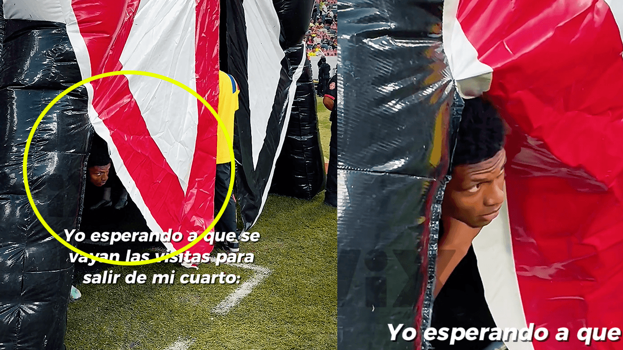 Cámara de TUDN capta a Óscar Perea 'asomando' su cabeza por el túnel previo al inicio del partido Atlas vs. América
