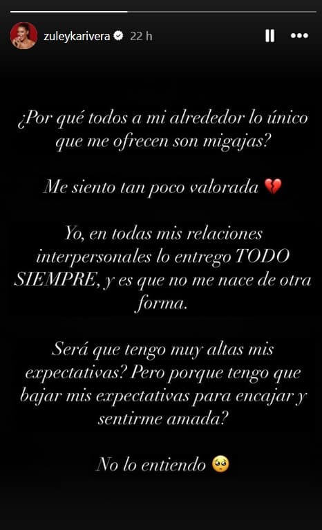 Zuleyka Rivera publicó este mensaje en Instagram.