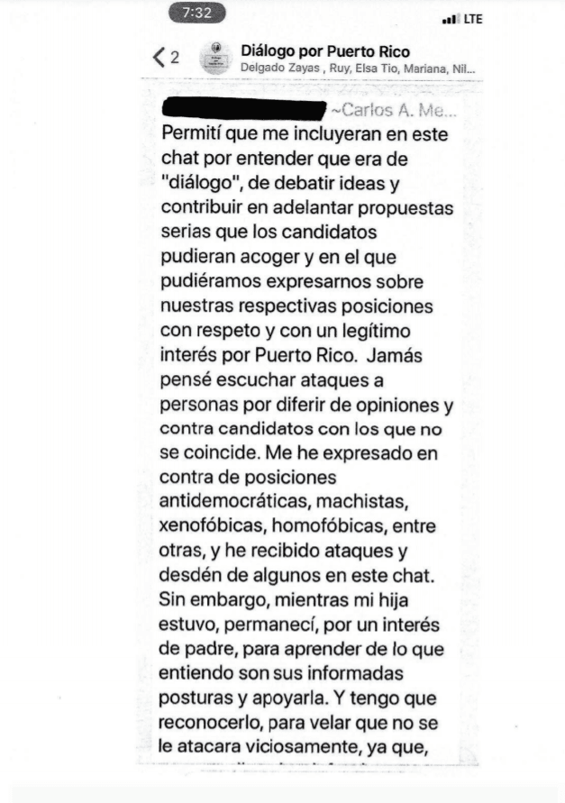 Parte del chat "Diálogo por Puerto Rico".