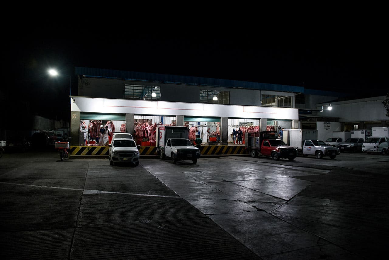 En este matadero se matan 300 cerdos al día aproximadamente.
<i>Matadero Sandi en Oaxaca, 2017</i>.