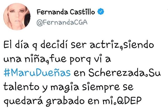 Fernanda Castillo dedicó un sensible y hermoso mensaje a Maru, a quien llamó su inspiración.