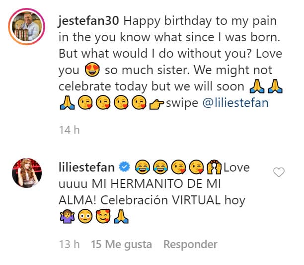 Lili no dudó en responderle el mensaje a su hermano y dijo que en esta ocasión sería una "celebración virtual".
