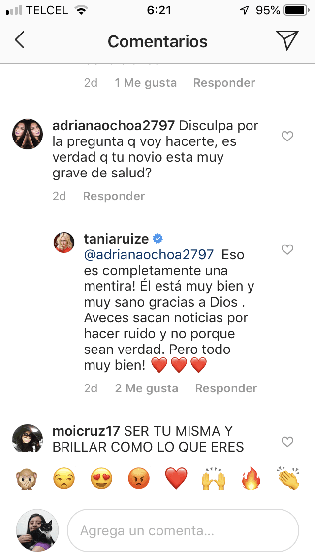 "A veces sacan noticias por hacer ruido y no porque sean verdad. Pero todo muy bien", publicó Ruiz.