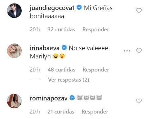 Ante la publicación hecha por Mayrín, así reaccionaron Juan Diego Covarrubias e Irina Baeva. Incluso, Romina Poza también dejó algunos emojis en los comentarios.