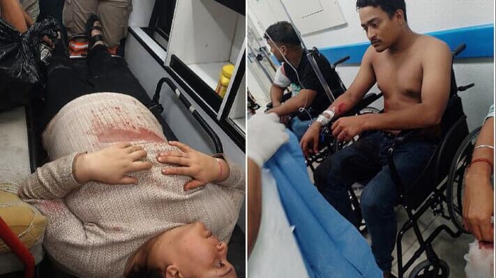 Imágenes de dos migrantes heridos en un centro médico en Huixtla (México).