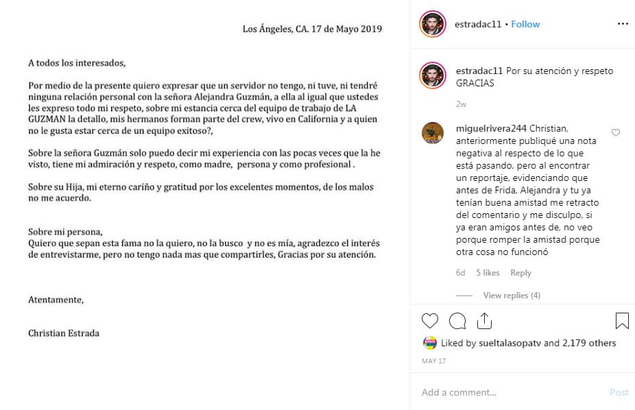 Fue con este comunicado publicado el 17 de mayo que el modelo respondió a las especulaciones.