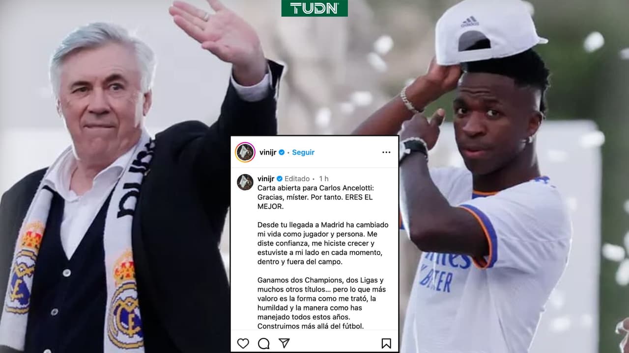 Vini a Ancelotti le agradece, le dice adiós del Real Madrid y le da la bienvenida a Brasil