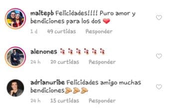 Mientras que famosos como Maite Perroni, Alejandro Nones y Adrián Uribe aprovecharon la publicación de Andrés Tovar para felicitar a los recién casados.