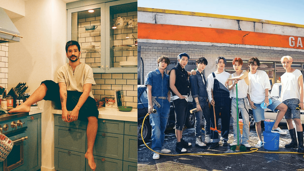 <b>Camilo, J Balvin y BTS:</b> Los dos cantantes colombianos han dejado saber sus deseos de colaborar con BTS. En la pasada entrega de los Premios GRAMMY, J Balvin volvió a mostrar sus intenciones, mientras que Camilo, quien estrenó hace poco su canción 'Pegao', publicó en su Instagram un divertido video de BTS bailando su tema, con el mensaje "algún día".
<br>