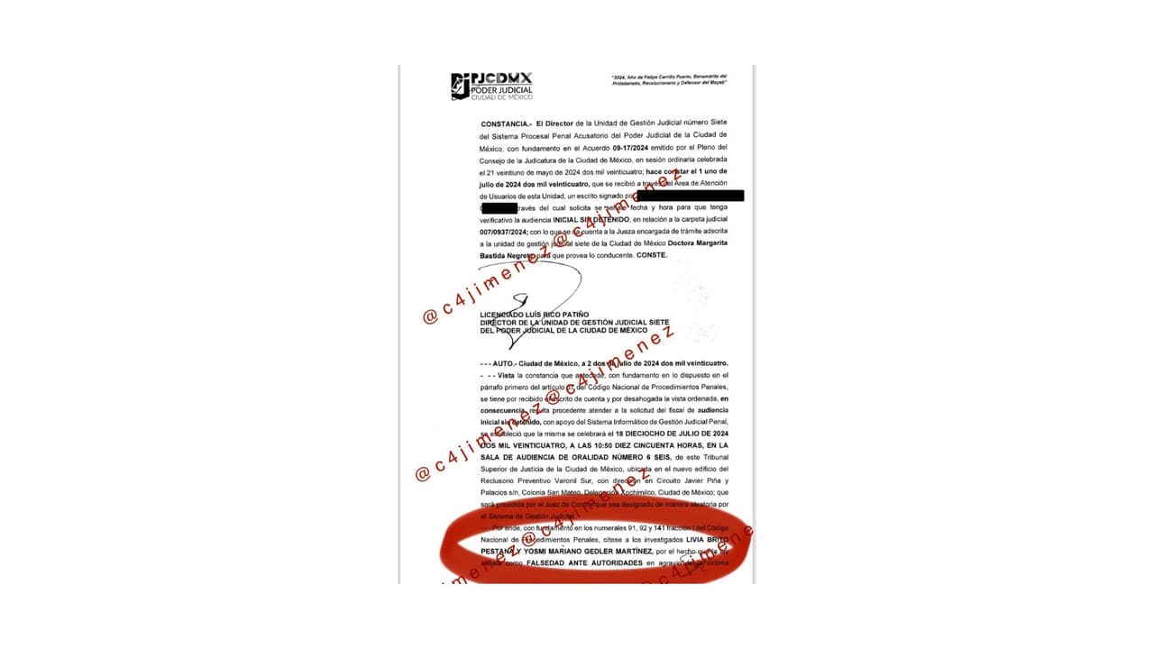 Juez requeriría la presencia de Livia Brito en el Reclusorio Sur el próximo 18 de julio.