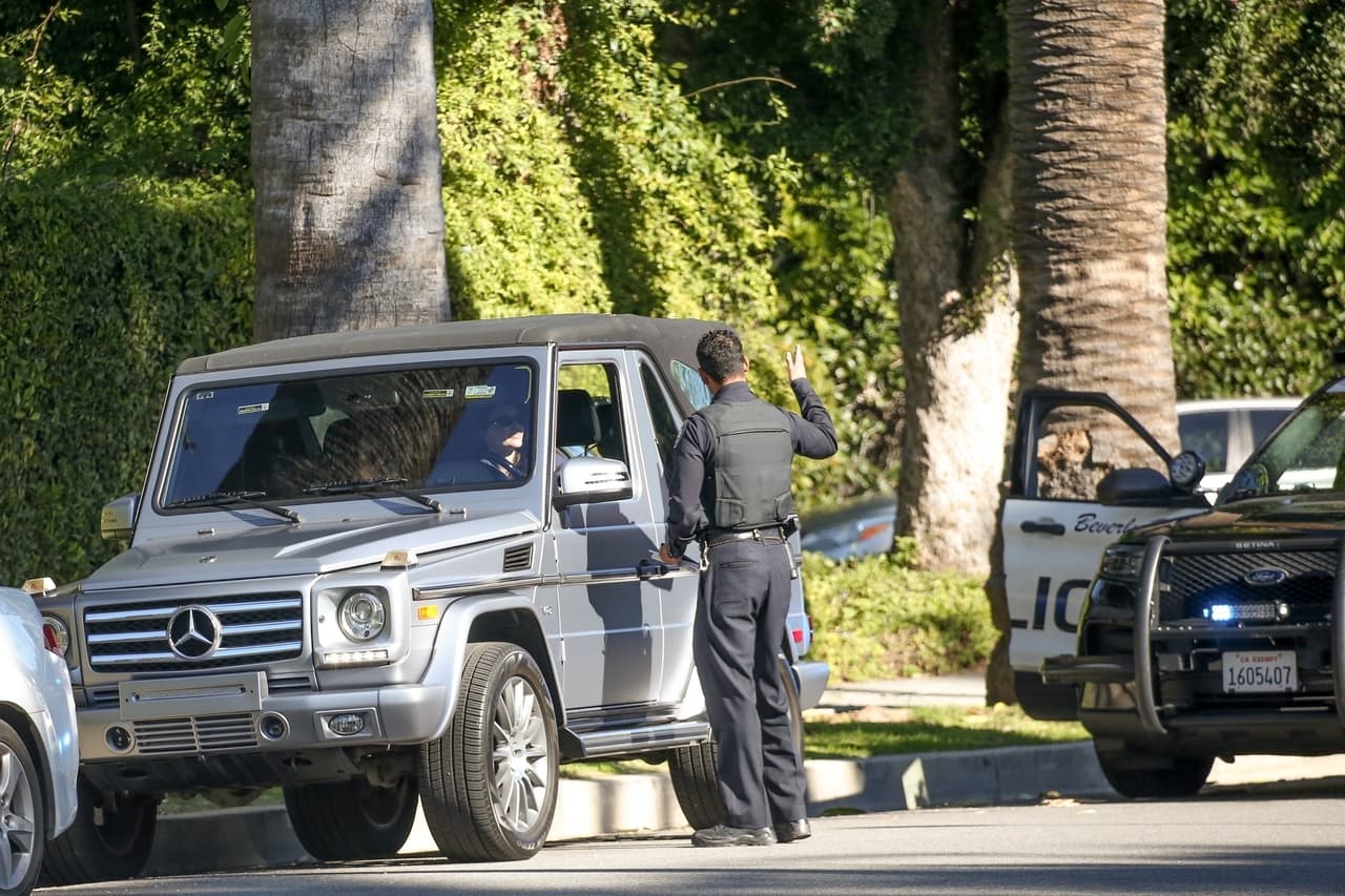 Kendall Jenner tuvo que entregar sus papeles al oficial.