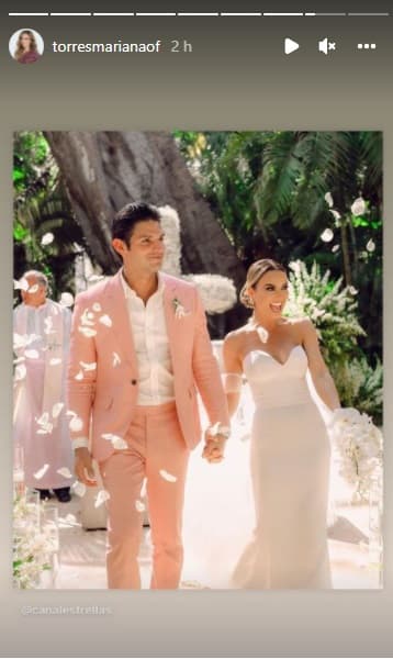 Han pasado solo seis días desde que 
<b>Mariana Torres</b> dio el "sí" a Jonathan Nienow en su 
<b><a href="https://www.univision.com/famosos/mariana-torres-ceremonia-espiritual-segunda-boda-frente-al-mar-fotos">boda religiosa</a></b> en la playa.