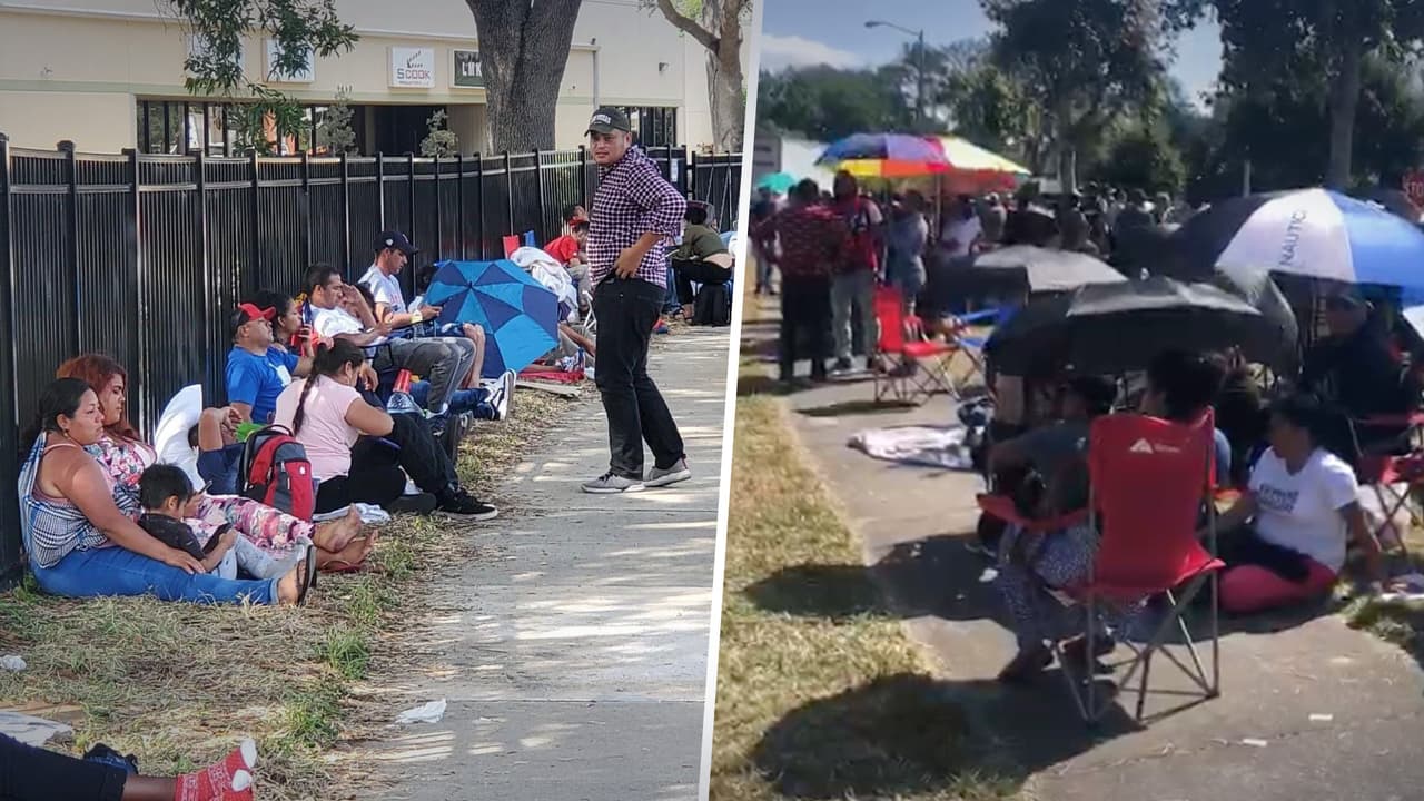 Cientos de personas duermen afuera de oficina de inmigración en Orlando esperando ser atendidos
