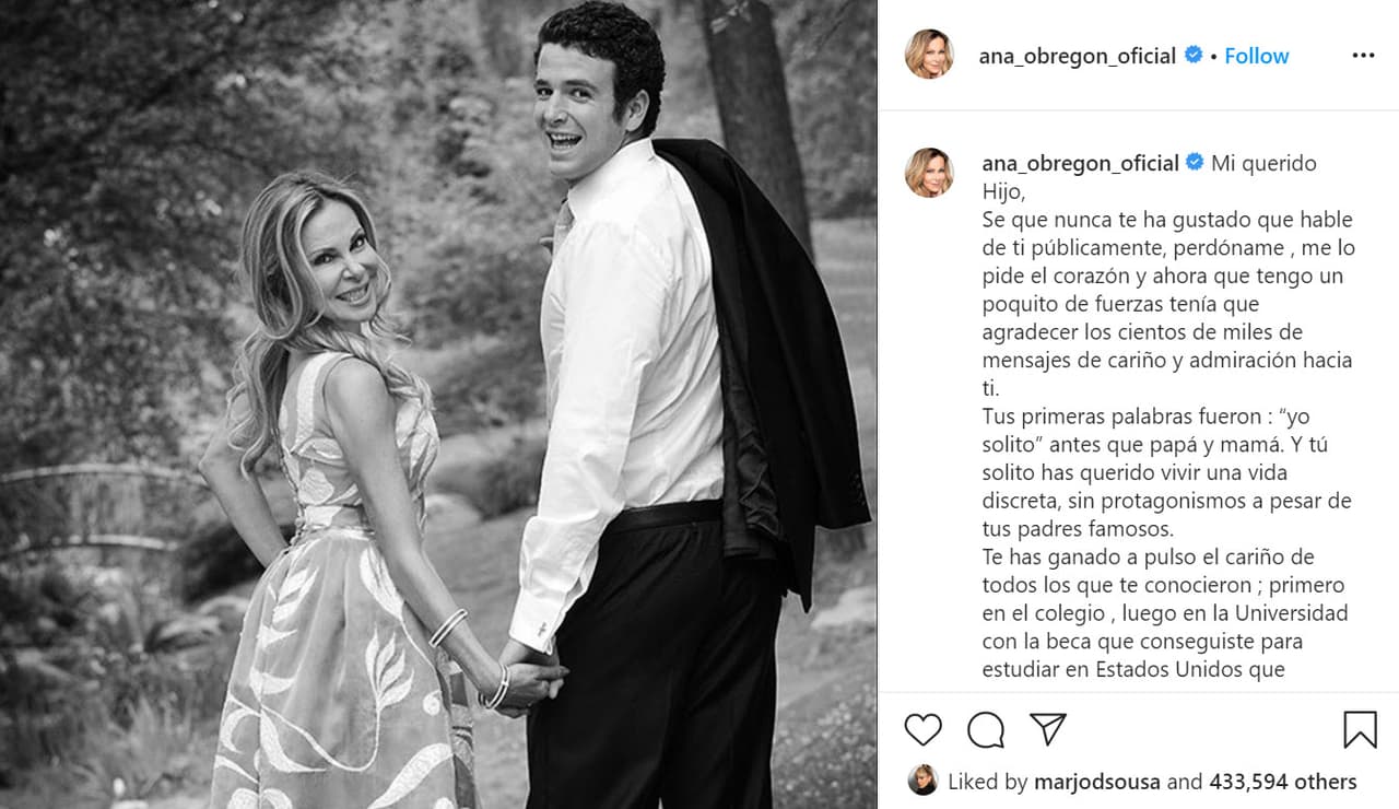 "Sé que 
<b><a href="https://www.instagram.com/p/CA0VbBrKmRu/" target="_blank">nunca te ha gustado que hable de ti públicamente</a></b>, perdóname, me lo pide el corazón y ahora que tengo un poquito de fuerzas tenía que agradecer los cientos de miles de mensajes de cariño y admiración hacia ti", escribió la también cantante el pasado 30 de mayo.
<br>