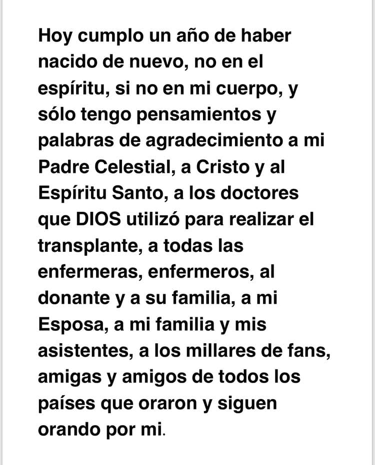 Comenzó agradeciendo al equipo de médicos y enfermeros, así como al donante y a su familia.
<br>