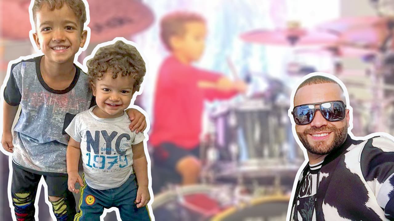 La impresionante habilidad de Santi, el hijo Nacho, para tocar la batería (Matías también le sigue los pasos)