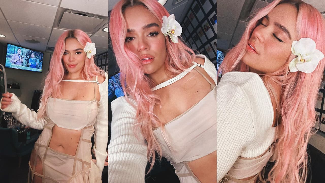 Karol G ahora luce con el cabello en color rosa.