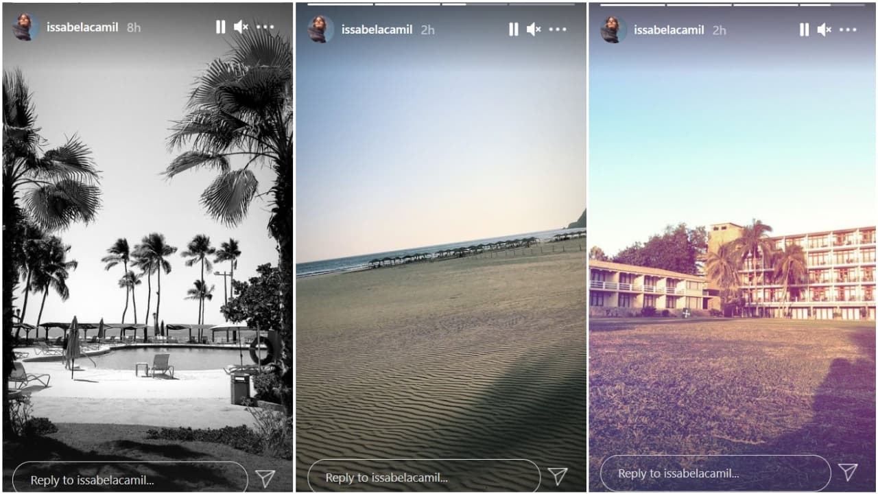 La actriz, de 52 años, compartió en sus 'stories' una serie de imágenes de una playa, aunque no explica si es el lugar de la locación.
<br>