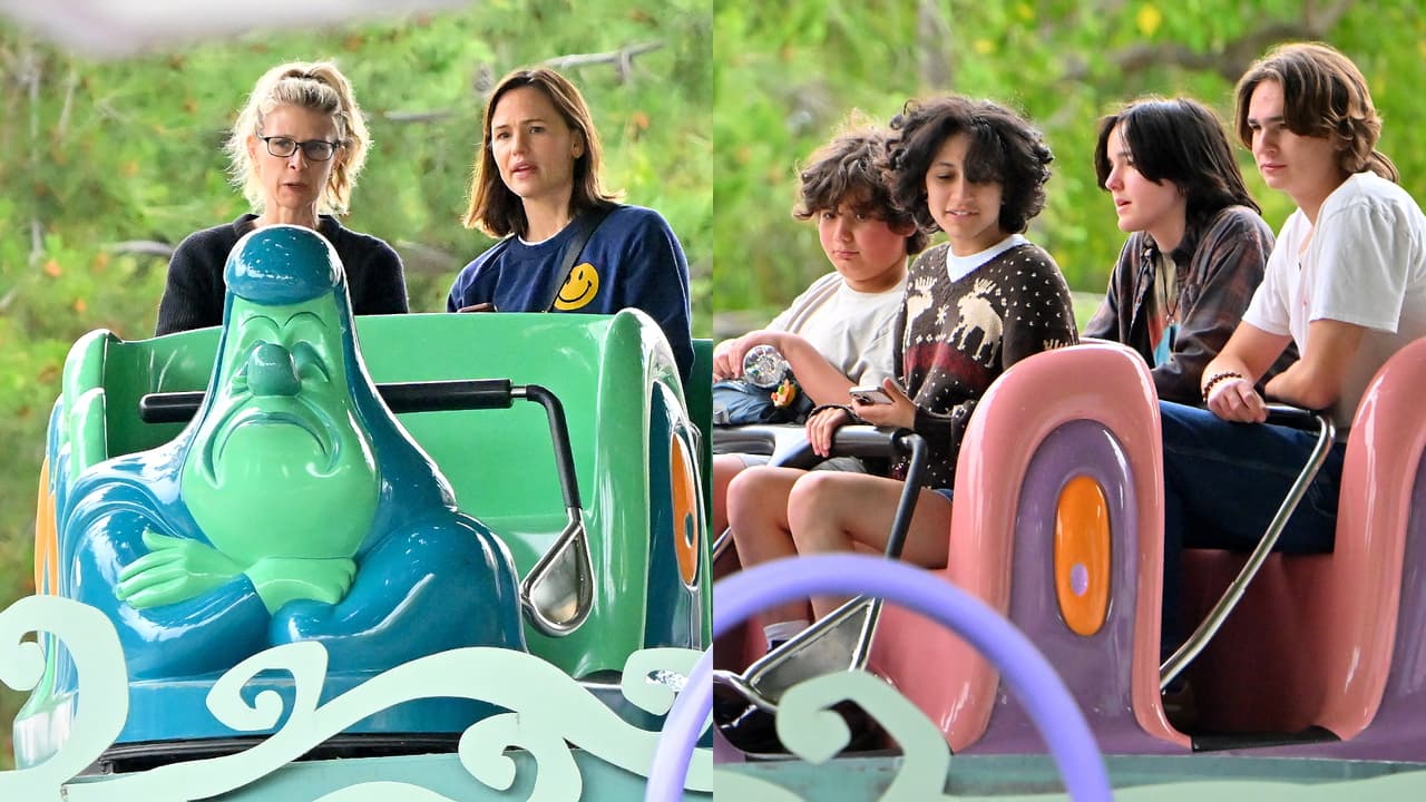 Jennifer Garner también disfrutó de algunas atracciones junto a su hija Seraphina, Emme y unos amigos de las chicas.