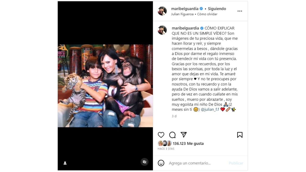 Maribel Guardia recordó a su hijo Julián Figueroa.