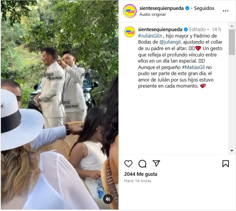 Julián Jr., hijo de Julián Gil, fue su padrino de bodas.