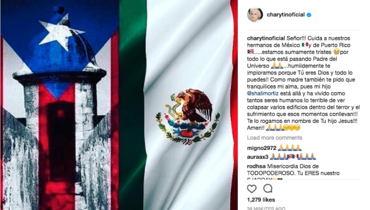 La actriz, cantante y conductora dominicana, Charytín Goyco, pidió paz también para quienes están como ella, con un hijo en estos países afectados por fenómenos de la naturaleza.