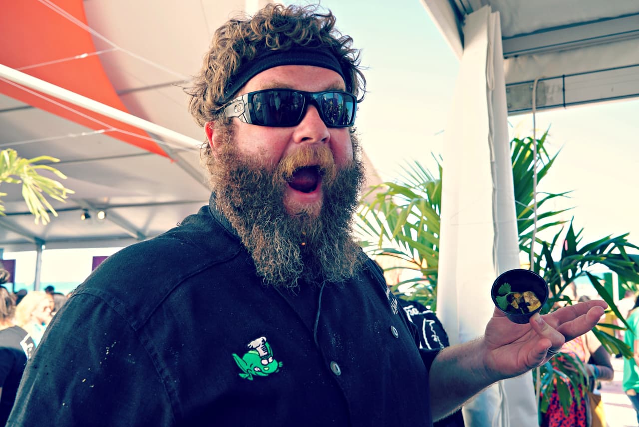 Jeremiah Bullfrog, "el gran jefe Rana", de Gastropod Miami (168 NW 26 st) presentó "Arroz y frijoles" un plato con granola congri, hojuelas de arroz inflado, frijoles negros y plátano.