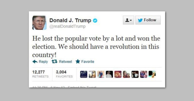 Trump llamó a la revolución contra el mismo sistema electoral que le permitió ganar la presidencia