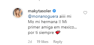 Maki Soler le respondió cariñosamente ante las palabras de apoyo.