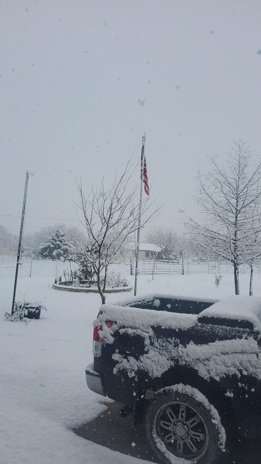 Se observan varias pulgadas de nieve en esta área de Alvarado.
<br>