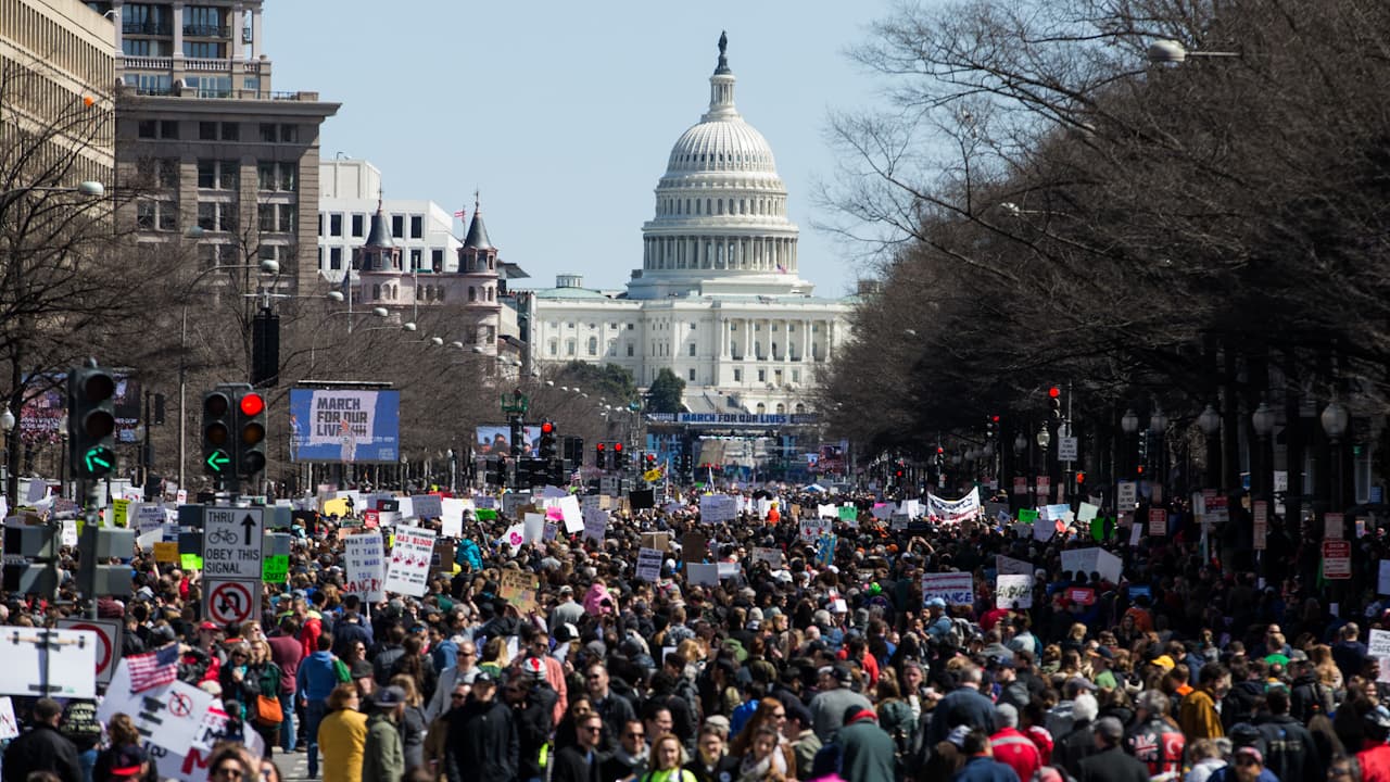 Más de un millón de personas se presentaron en la Marcha por Nuestras Vidas (March for Our Lives) el 24 de marzo de 2018 en Washington, DC, en protesta por la violencia con armas de fuego y tras la tragedia de Parkland, ocurrida el 14 de febrero de ese año y en la que murieron 17 personas.