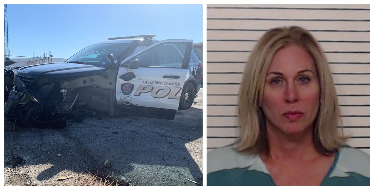 Conductora impacta dos patrullas de la policía y las deja destruidas 