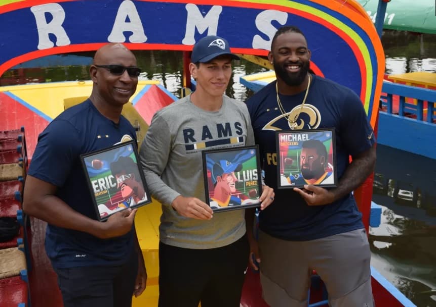 Eric Dickerson, Luis Pérez y Michael Brockers de paseo por Xochimilco.