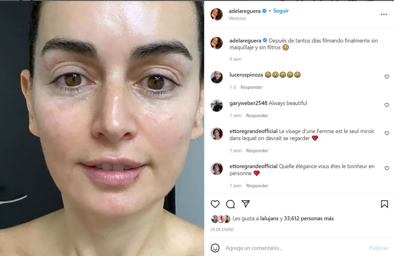 Hace unos meses, la actriz veracruzana compartió que deja que su piel respire del maquillaje después de someterla a largos periodos de grabación y cámaras. 
<br>