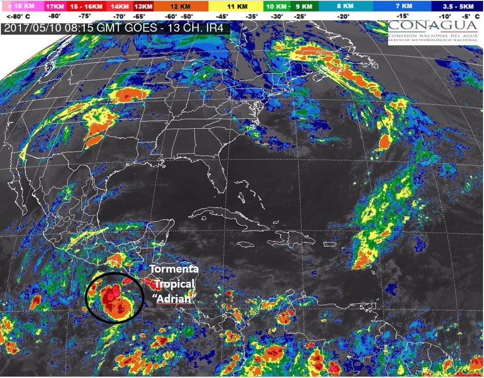 Adrián, el primer ciclón tropical de la temporada, amenaza con dejar fuertes lluvias en Oaxaca y Chiapas