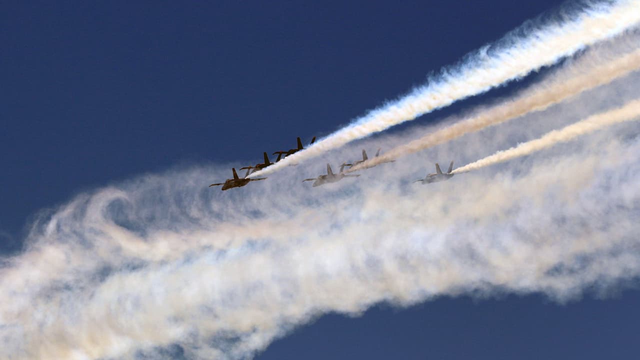Los Navy Blue Angels de EE.UU. y los Thunderbirds de la Fuerza Aérea estadounidense sobrevolaron los cielos del área metropolitana de Atlanta para rendir homenaje a a los trabajadores de atención médica de primera línea y a los socorristas que luchan contra el coronavirus.