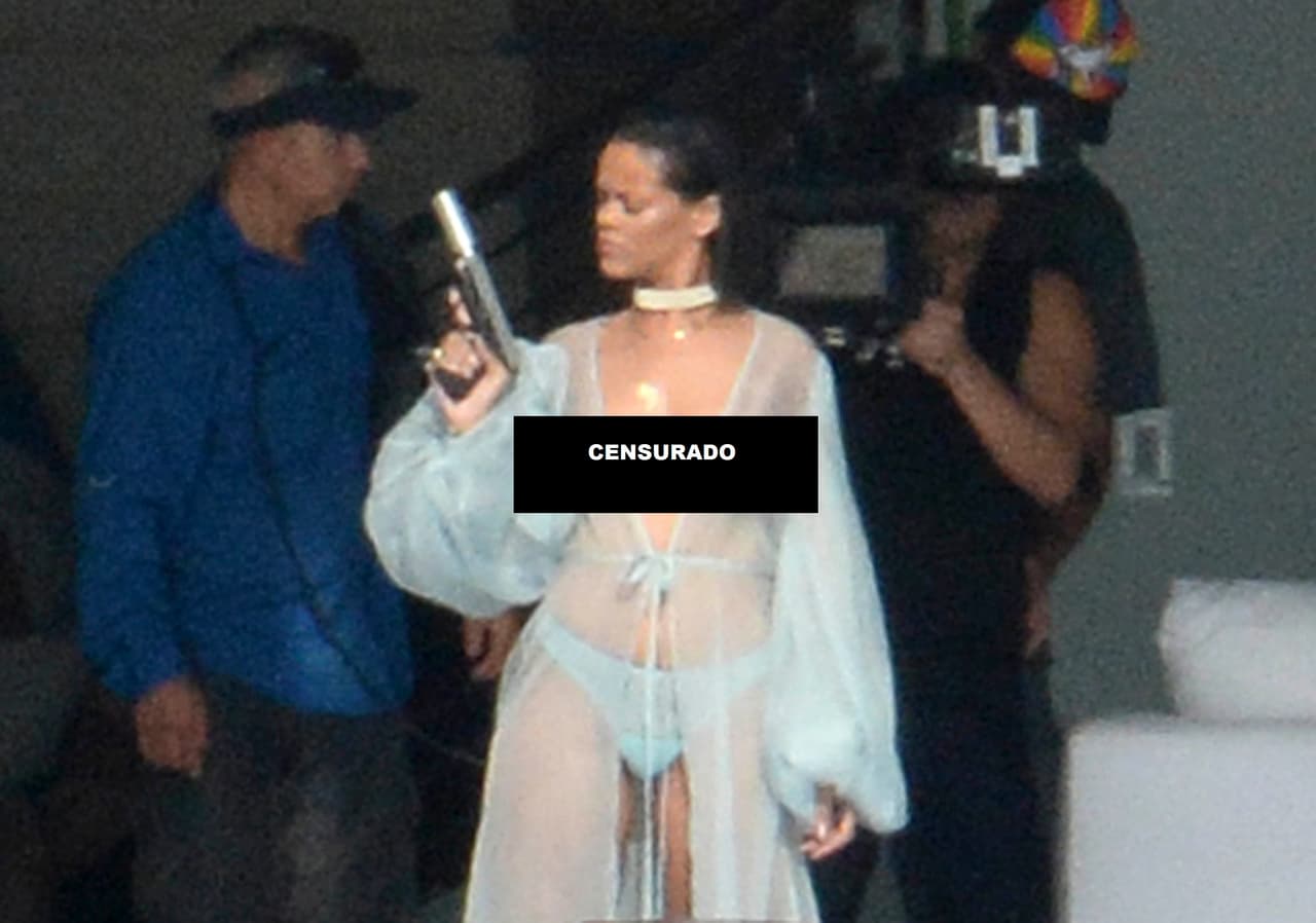 Resulta que 'RiRi' se encuentra trabajando y filmado su nuevo videoclip, pero parece que será muy explícito, pues hasta posó pistola en mano.