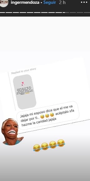 "Dice mi esposo que 
<b>él me va a dejar por tí</b>... acéptalo por fa y házme la caridad. jajaja", decía otra propuesta.