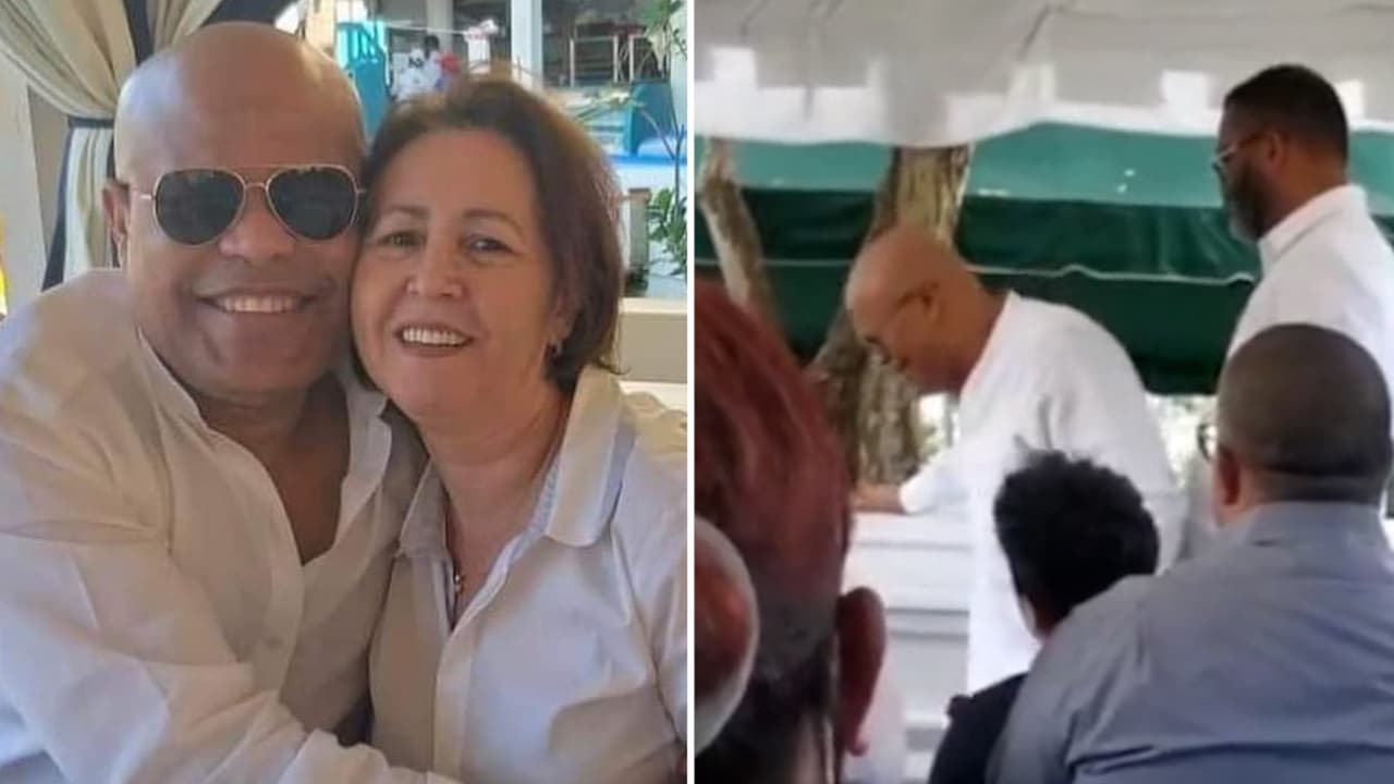 El desgarrador video del sepelio de la esposa de Rubby Pérez: el cantante casi se cae de dolor