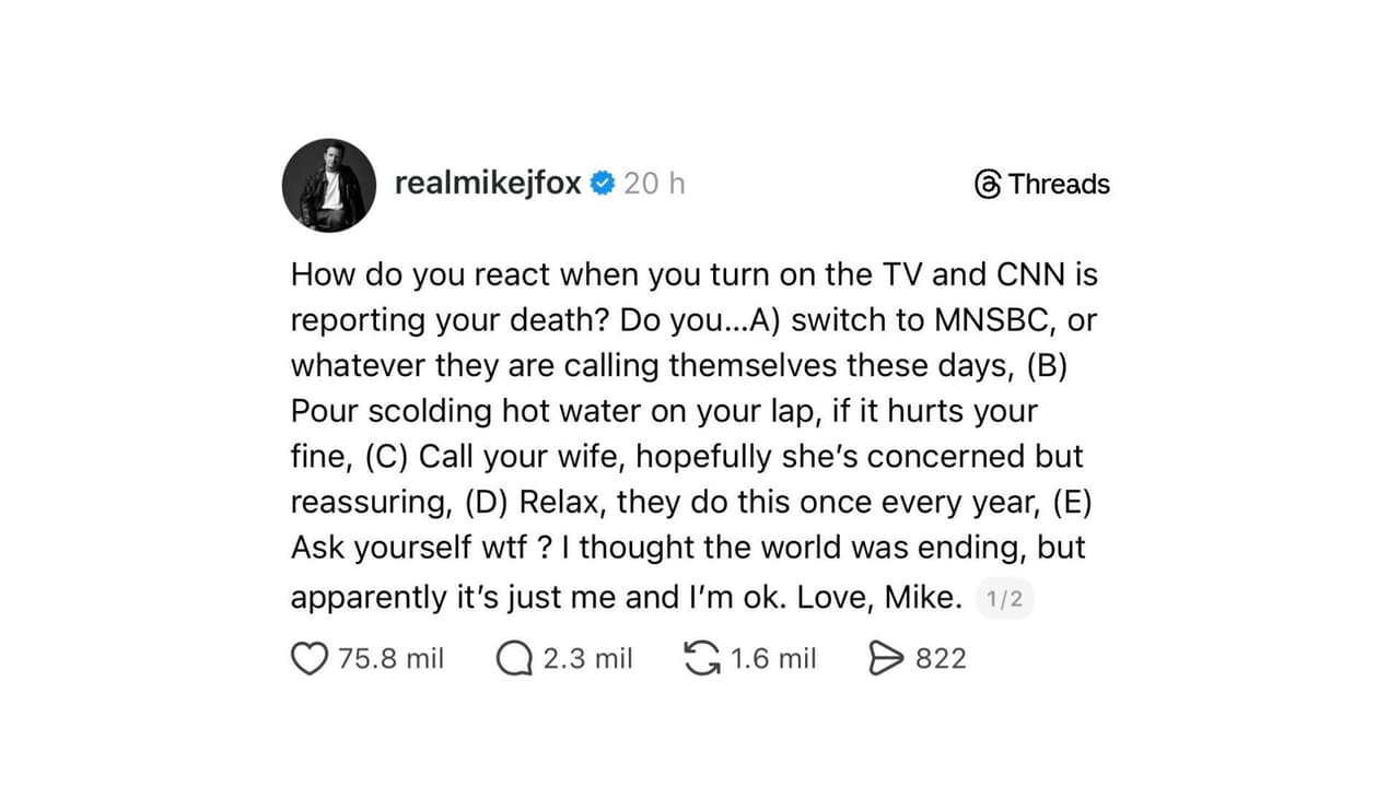 La reacción de Michael J. Fox.