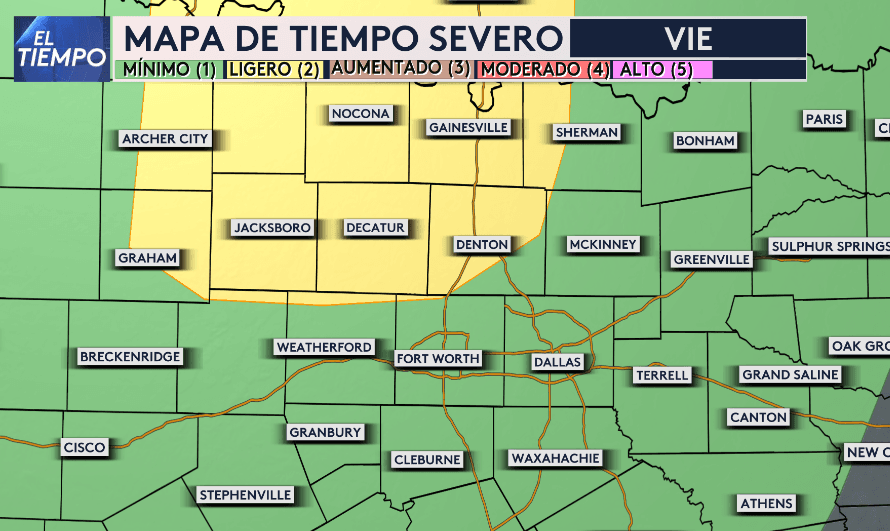 Este es el riesgo de tiempo severo que hay para varios condados.
