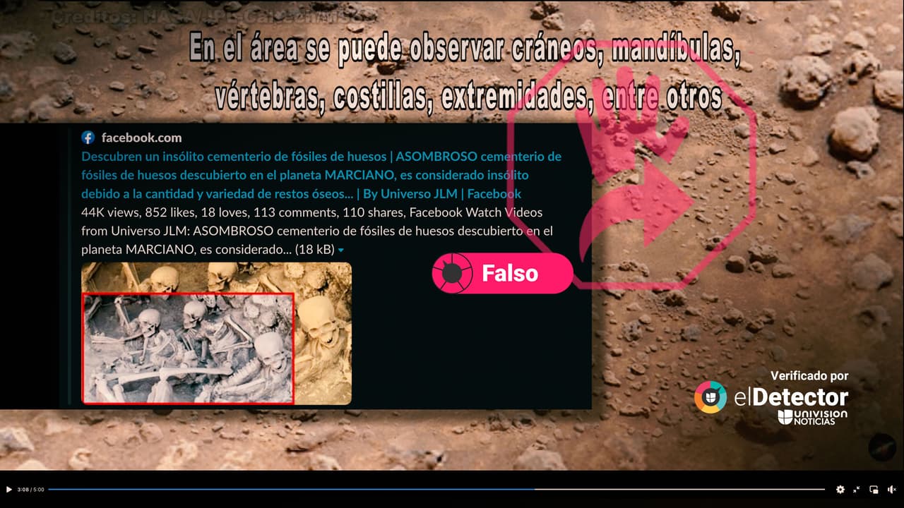 La NASA NO descubrió un “cementerio de fósiles de huesos” en Marte, como asegura ese video viral